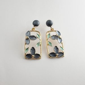 گوشواره میناکاری گل آبی