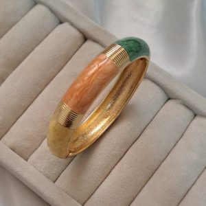 بنگل میناکاری سه رنگ پاییزی با آبکاری طلایی رنگ ثابت