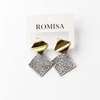 گوشواره زنانه استیل طرح لوزی نقره‌ای