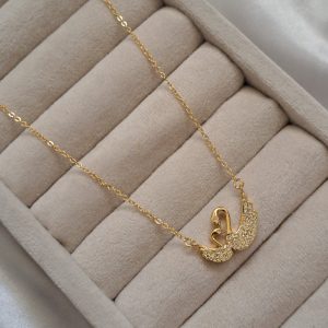 گردبند دو قو با آبکاری طلایی