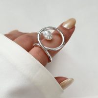 انگشتر نقره‌ای حلقه مرواریدار