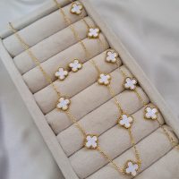 سرویس ونکلیف سفید طلایی پنج گل (ست کامل)