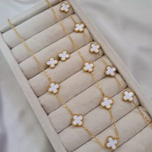 سرویس ونکلیف سفید طلایی پنج گل (ست کامل)
